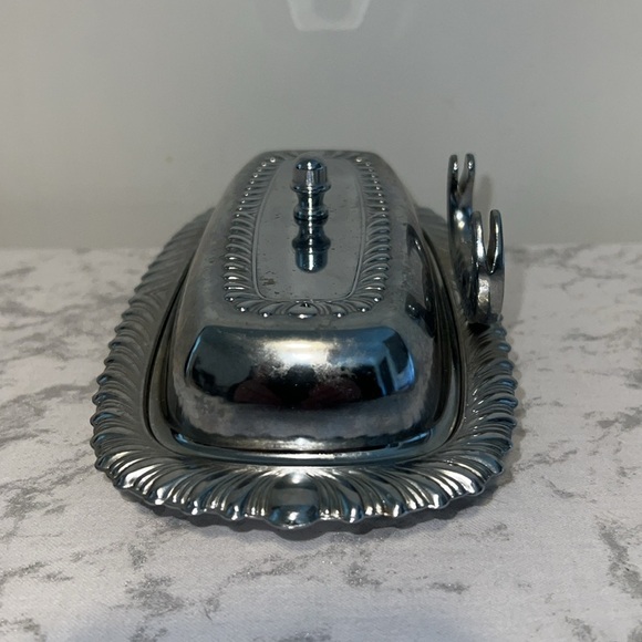 Vintage Irvinware Chrome Plated Butter Dish With A Glass Insert and Knife Holder - Picture 4 of 7